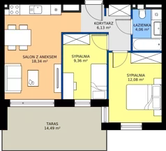 3 pokoje, mieszkanie 49,97 m², piętro 4, oferta nr 70, Piano Park bud. H, Suwałki, Czarnoziem, ul. Witolda "Rotmistrza" Pileckiego 5A
