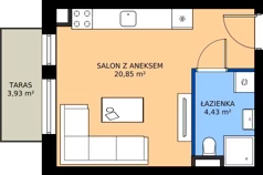 1 pokój, mieszkanie 25,28 m², piętro 2, oferta nr 50, Piano Park bud. H, Suwałki, Czarnoziem, ul. Witolda "Rotmistrza" Pileckiego 5A