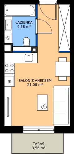 1 pokój, mieszkanie 25,66 m², parter, oferta nr 1, Piano Park bud. H, Suwałki, Czarnoziem, ul. Witolda "Rotmistrza" Pileckiego 5A