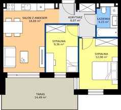 3 pokoje, mieszkanie 50,43 m², parter, oferta nr 26, Piano Park bud. H, Suwałki, Czarnoziem, ul. Witolda "Rotmistrza" Pileckiego 5A
