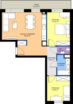 3 pokoje, mieszkanie 62,55 m², piętro 2, oferta nr 14, Piano Park bud. H, Suwałki, Czarnoziem, ul. Witolda "Rotmistrza" Pileckiego 5A