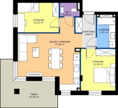 3 pokoje, mieszkanie 61,87 m², parter, oferta nr 2, Piano Park bud. H, Suwałki, Czarnoziem, ul. Witolda "Rotmistrza" Pileckiego 5A
