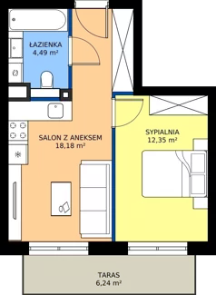 2 pokoje, mieszkanie 35,02 m², piętro 1, oferta nr 6, Piano Park bud. H, Suwałki, Czarnoziem, ul. Witolda "Rotmistrza" Pileckiego 5A