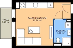 1 pokój, mieszkanie 25,06 m², piętro 4, oferta nr 72, Piano Park bud. H, Suwałki, Czarnoziem, ul. Witolda "Rotmistrza" Pileckiego 5A