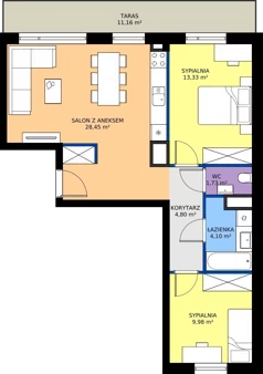 3 pokoje, mieszkanie 62,39 m², piętro 3, oferta nr 19, Piano Park bud. H, Suwałki, Czarnoziem, ul. Witolda "Rotmistrza" Pileckiego 5A