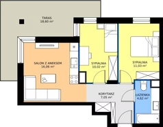 3 pokoje, mieszkanie 48,78 m², piętro 1, oferta nr 8, Słoneczne Tarasy II bud B, Suwałki, ul. Sportowa