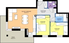 3 pokoje, mieszkanie 61,68 m², piętro 1, oferta nr 6, Słoneczne Tarasy II bud B, Suwałki, ul. Sportowa