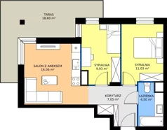 3 pokoje, mieszkanie 48,57 m², piętro 2, oferta nr 15, Słoneczne Tarasy II bud B, Suwałki, ul. Sportowa