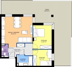 3 pokoje, mieszkanie 60,94 m², parter, oferta nr 4, Słoneczne Tarasy II bud B, Suwałki, ul. Sportowa