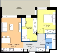 3 pokoje, mieszkanie 51,47 m², piętro 2, oferta nr 16, Słoneczne Tarasy II bud B, Suwałki, ul. Sportowa