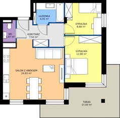 3 pokoje, mieszkanie 60,43 m², piętro 2, oferta nr 18, Słoneczne Tarasy II bud B, Suwałki, ul. Sportowa