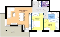 3 pokoje, mieszkanie 61,50 m², piętro 2, oferta nr 13, Słoneczne Tarasy II bud B, Suwałki, ul. Sportowa