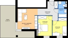 3 pokoje, mieszkanie 52,03 m², parter, oferta nr 1, Słoneczne Tarasy II bud B, Suwałki, ul. Sportowa