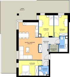 4 pokoje, mieszkanie 81,10 m², parter, oferta nr 2, Słoneczne Tarasy II bud B, Suwałki, ul. Sportowa