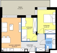 3 pokoje, mieszkanie 51,66 m², piętro 1, oferta nr 9, Słoneczne Tarasy II bud B, Suwałki, ul. Sportowa