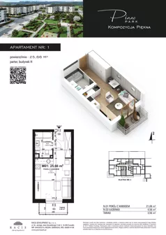 1 pokój, mieszkanie 25,66 m², parter, oferta nr 1, Piano Park bud. H, Suwałki, Czarnoziem, ul. Witolda "Rotmistrza" Pileckiego 5A