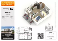 2 pokoje, mieszkanie 30,57 m², piętro 2, oferta nr 14, Słoneczne Tarasy II bud B, Suwałki, ul. Sportowa