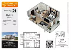 2 pokoje, mieszkanie 30,52 m², piętro 3, oferta nr 21, Słoneczne Tarasy II bud B, Suwałki, ul. Sportowa