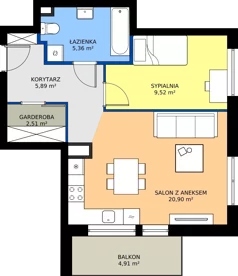 2 pokoje, mieszkanie 44,18 m², piętro 2, oferta nr M9, Vela Park Budynek 6, Rumia, Biała Rzeka, ul. Jęczmienna