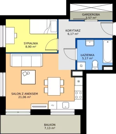 2 pokoje, mieszkanie 44,87 m², piętro 2, oferta nr M12, Vela Park Budynek 6, Rumia, Biała Rzeka, ul. Jęczmienna