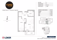 2 pokoje, mieszkanie 45,32 m², piętro 1, oferta nr 6, Como Park, Starogard Gdański, ul. Selmanowicza „Zagończyka”