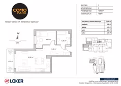 2 pokoje, mieszkanie 43,52 m², piętro 1, oferta nr 9, Como Park, Starogard Gdański, ul. Selmanowicza „Zagończyka”
