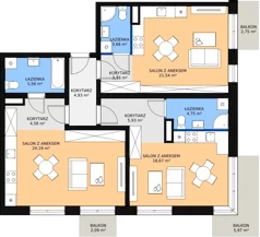 3 pokoje, mieszkanie 97,35 m², piętro 3, oferta nr A 3.04, Naramowicka 100, Poznań, Winogrady, Winogrady, ul. Naramowicka 100