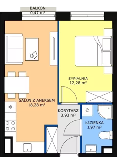 2 pokoje, mieszkanie 38,79 m², piętro 4, oferta nr C 4.11, Naramowicka 100, Poznań, Winogrady, Winogrady, ul. Naramowicka 100