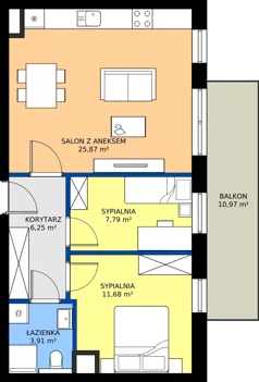 3 pokoje, mieszkanie 55,50 m², parter, oferta nr B.111, Tarasy Bernardyńskie, Kalisz, Śródmieście, ul. Kazimierza Mystkowskiego