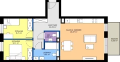 3 pokoje, mieszkanie 66,48 m², piętro 2, oferta nr B.93, Tarasy Bernardyńskie, Kalisz, Śródmieście, ul. Kazimierza Mystkowskiego