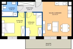3 pokoje, mieszkanie 55,46 m², piętro 4, oferta nr B.146, Tarasy Bernardyńskie, Kalisz, Śródmieście, ul. Kazimierza Mystkowskiego