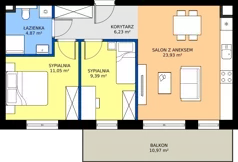 3 pokoje, mieszkanie 55,47 m², piętro 2, oferta nr B.127, Tarasy Bernardyńskie, Kalisz, Śródmieście, ul. Kazimierza Mystkowskiego