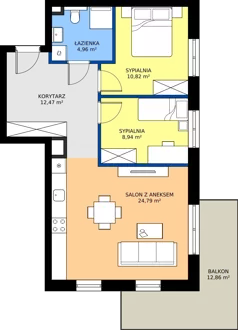 3 pokoje, mieszkanie 61,98 m², piętro 4, oferta nr B.144, Tarasy Bernardyńskie, Kalisz, Śródmieście, ul. Kazimierza Mystkowskiego