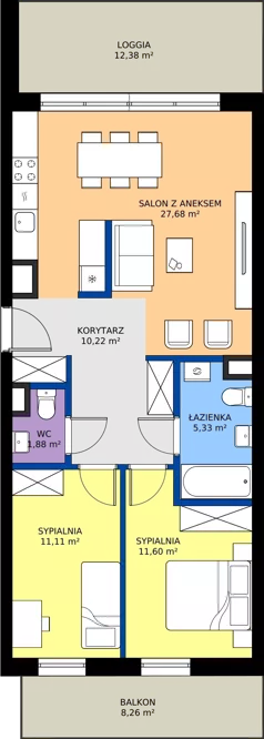 3 pokoje, mieszkanie 67,82 m², piętro 1, oferta nr G1/17, Osiedle Goplana Budynek G, Poznań, Jeżyce, ul. Świętego Wawrzyńca