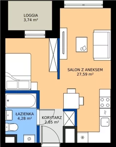 1 pokój, mieszkanie 34,72 m², piętro 7, oferta nr G1/87, Osiedle Goplana Budynek G, Poznań, Jeżyce, ul. Świętego Wawrzyńca