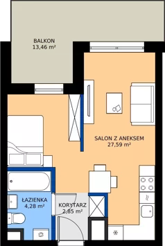 1 pokój, mieszkanie 34,72 m², piętro 6, oferta nr G1/76, Osiedle Goplana Budynek G, Poznań, Jeżyce, ul. Świętego Wawrzyńca