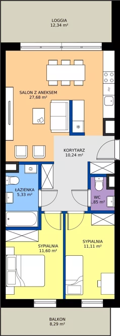3 pokoje, mieszkanie 67,81 m², piętro 1, oferta nr G1/115, Osiedle Goplana Budynek G, Poznań, Jeżyce, ul. Świętego Wawrzyńca