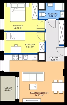3 pokoje, mieszkanie 57,66 m², piętro 2, oferta nr G1/138, Osiedle Goplana Budynek G, Poznań, Jeżyce, ul. Świętego Wawrzyńca