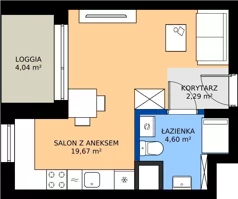 1 pokój, mieszkanie 26,56 m², piętro 1, oferta nr G1/124, Osiedle Goplana Budynek G, Poznań, Jeżyce, ul. Świętego Wawrzyńca