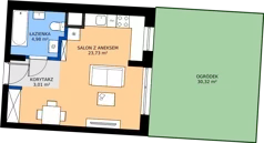 1 pokój, mieszkanie 30,92 m², piętro 1, oferta nr G1/126, Osiedle Goplana Budynek G, Poznań, Jeżyce, ul. Świętego Wawrzyńca