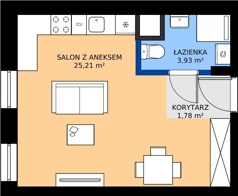 1 pokój, mieszkanie 30,92 m², piętro 1, oferta nr G1/126, Osiedle Goplana Budynek G, Poznań, Jeżyce, ul. Świętego Wawrzyńca