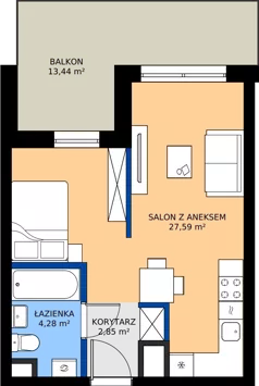 1 pokój, mieszkanie 34,72 m², piętro 6, oferta nr G1/75, Osiedle Goplana Budynek G, Poznań, Jeżyce, ul. Świętego Wawrzyńca