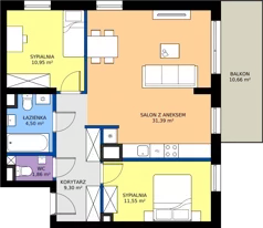 3 pokoje, mieszkanie 69,55 m², piętro 1, oferta nr G1/118, Osiedle Goplana Budynek G, Poznań, Jeżyce, ul. Świętego Wawrzyńca