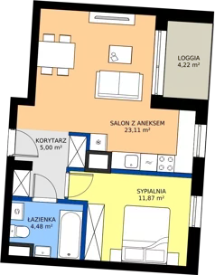2 pokoje, mieszkanie 44,46 m², piętro 4, oferta nr G1/44, Osiedle Goplana Budynek G, Poznań, Jeżyce, ul. Świętego Wawrzyńca