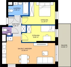 3 pokoje, mieszkanie 56,70 m², piętro 2, oferta nr G1/135, Osiedle Goplana Budynek G, Poznań, Jeżyce, ul. Świętego Wawrzyńca