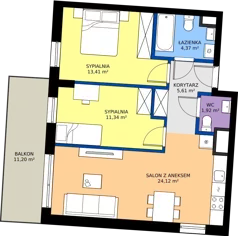 3 pokoje, mieszkanie 60,77 m², piętro 1, oferta nr G1/10, Osiedle Goplana Budynek G, Poznań, Jeżyce, ul. Świętego Wawrzyńca