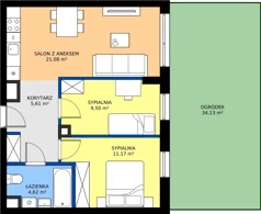 3 pokoje, mieszkanie 51,98 m², parter, oferta nr G1/104, Osiedle Goplana Budynek G, Poznań, Jeżyce, ul. Świętego Wawrzyńca