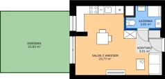 1 pokój, mieszkanie 30,92 m², piętro 1, oferta nr G1/126, Osiedle Goplana Budynek G, Poznań, Jeżyce, ul. Świętego Wawrzyńca