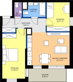3 pokoje, mieszkanie 66,29 m², piętro 1, oferta nr G2/54, Osiedle Goplana Budynek G, Poznań, Jeżyce, ul. Świętego Wawrzyńca