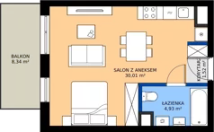 1 pokój, mieszkanie 36,46 m², piętro 7, oferta nr G2/44, Osiedle Goplana Budynek G, Poznań, Jeżyce, ul. Świętego Wawrzyńca